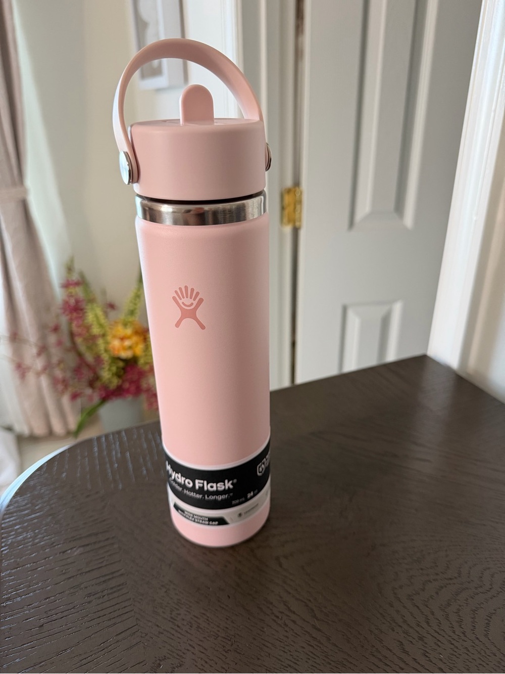Hydro Flask Pink Stainless Steel Bottle with Carry Handle 24oz Wide Flex Straw